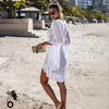 Robe de plage tricotée blanche ajourée larobedeplage.fr