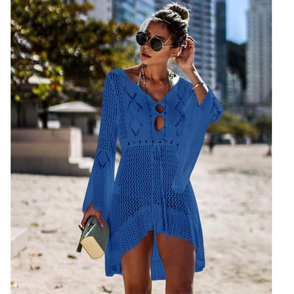 Robe de plage tricotée bleu larobedeplage.fr