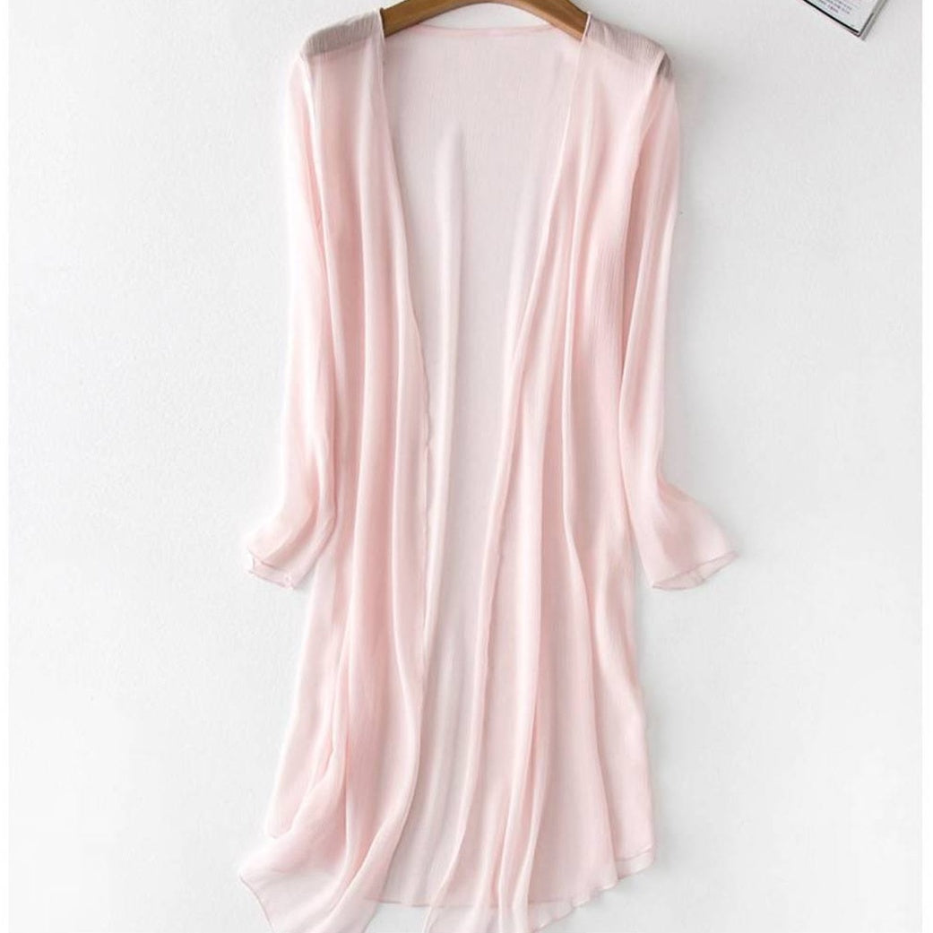 Robe de plage rose Zoé en mousseline ultra légère larobedeplage.fr