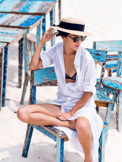 Robe de plage longue sexy blanche tunique de plage larobedeplage.fr
